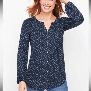 Talbots Tossed Anchors Blouse